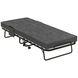 Rackhams Folding Bed with Mattress Foldable Guest Bed on Wheels w/ Cover Dark Grey - thumbnail 2