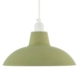 Rackhams Industrial Retro Designed Matte Olive Curved Metal Pendant Light Shade - thumbnail 5