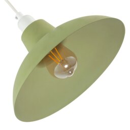 Rackhams Industrial Retro Designed Matte Olive Curved Metal Pendant Light Shade - thumbnail 4