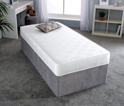 Rackhams Daisy Dual-Sided Sprung Mattress - 18cm Deep Breathable Damask Fabric - White - 1 - 3ft Single Mattress (90cm x 190cm) - thumbnail 1