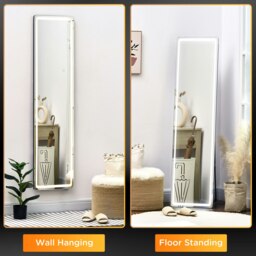 Rackhams LED Lighted Full Length Mirror, Floor Standing or Wall Mount Bedroom - thumbnail 5