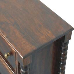Rackhams Solid Wood Spindle Winewood Chest, Brown,3 Drawers - thumbnail 6