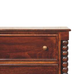 Rackhams Solid Wood Spindle Winewood Chest, Brown,3 Drawers - thumbnail 5