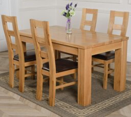 Rackhams Dakota Medium Oak Dining Table with Yale Oak Chairs - Natural Oak - 6 chairs - thumbnail 2