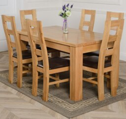 Rackhams Dakota Medium Oak Dining Table with Yale Oak Chairs - Natural Oak - 6 chairs - thumbnail 1