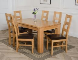 Rackhams Dakota Medium Oak Dining Table with Yale Oak Chairs - Natural Oak - 6 chairs - thumbnail 5