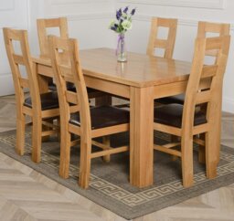Rackhams Dakota Medium Oak Dining Table with Yale Oak Chairs - Natural Oak - 6 chairs - thumbnail 4