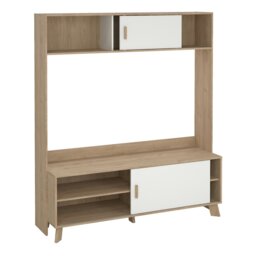 Rackhams Ikast TV-Wall Unit with 2 Sliding Doors in Jackson Hickory and White - 1 - thumbnail 6