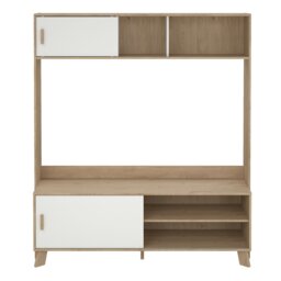 Rackhams Ikast TV-Wall Unit with 2 Sliding Doors in Jackson Hickory and White - 1 - thumbnail 2
