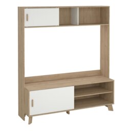 Rackhams Ikast TV-Wall Unit with 2 Sliding Doors in Jackson Hickory and White - 1