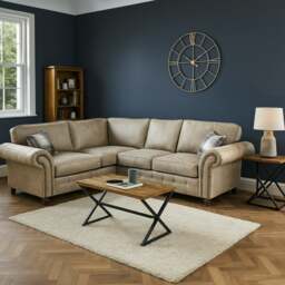 Rackhams Oakland Marble Leather 4 Seater Corner Sofa - Left Hand Facing - thumbnail 1