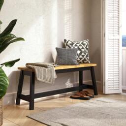Rackhams Corona Black Live Edge Large Dining Bench - Grey - thumbnail 4