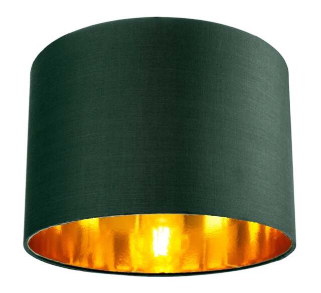 "Rackhams Contemporary Green Cotton 10"" Table/Pendant Lamp Shade with Shiny Copper Inner" - image 1