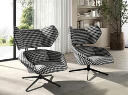 Rackhams Black and White Fabric Swivel Armchair 5142 - Modern - Yes - No - thumbnail 3