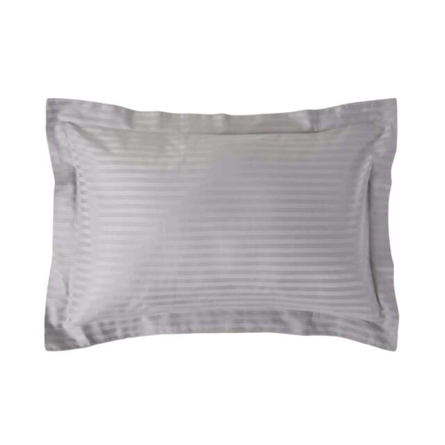 Rackhams Silky 330 TC Egyptian Cotton Satin Stripe Oxford Pillowcase, Standard Size - Grey - image 1