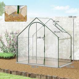 Rackhams Walk In Tomato Greenhouse Garden Outdoor Mini Greenhouse Flower Planter Steel Frame with Zipped Door & Window, PVC Cover, 180 x 100 x 168CM, Clear - thumbnail 2