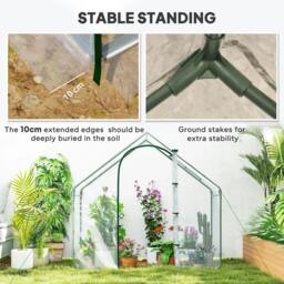 Rackhams Walk In Tomato Greenhouse Garden Outdoor Mini Greenhouse Flower Planter Steel Frame with Zipped Door & Window, PVC Cover, 180 x 100 x 168CM, Clear - thumbnail 5