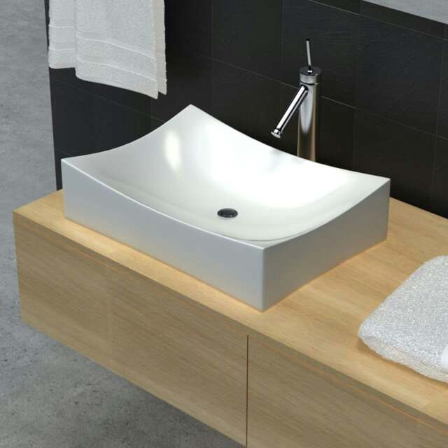 Rackhams Bathroom Ceramic Porcelain Sink Art Basin White High Gloss