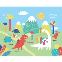 Rackhams Dinosaur Land Wall Mural - Green - Large - W350cm x H280cm - thumbnail 2
