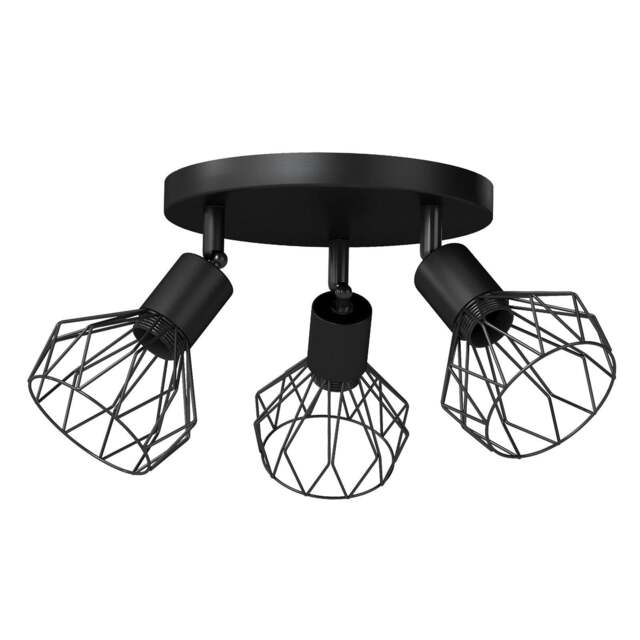 Rackhams 3-4 Way Ceiling Spotlight Adjustable Kitchen Bar Spot Light LED GU10 E14 - 3 Way Black/E14 Socket - image 1