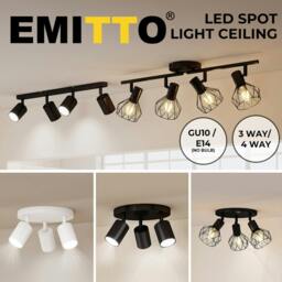 Rackhams 3-4 Way Ceiling Spotlight Adjustable Kitchen Bar Spot Light LED GU10 E14 - 3 Way Black/E14 Socket - thumbnail 6