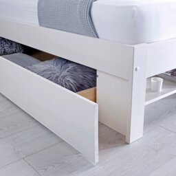 Rackhams Fabio White Wooden Bookcase Storage Bed With Drawer Options - Double No Drawer - thumbnail 6