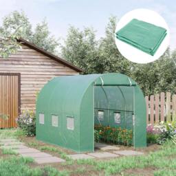 Rackhams 3 x 2 x 2m Greenhouse Replacement Cover ONLY Winter Garden Plant PE Cover for Tunnel Walk-in Greenhouse with Roll-up Windows Door Outdoor, Green - Green - thumbnail 2