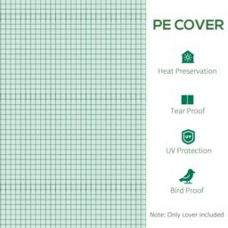 Rackhams 3 x 2 x 2m Greenhouse Replacement Cover ONLY Winter Garden Plant PE Cover for Tunnel Walk-in Greenhouse with Roll-up Windows Door Outdoor, Green - Green - thumbnail 5