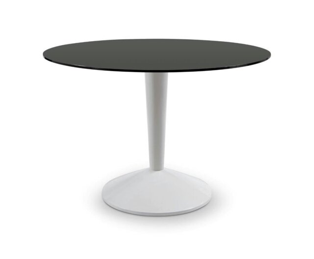 Rackhams Iona Large Round Dining Tables - Gloss White - Gloss White - Black Glass - image 1