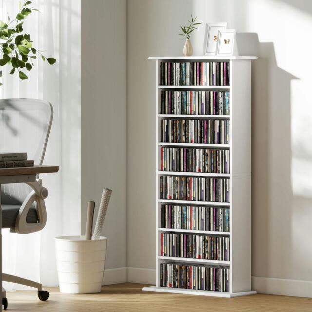 Rackhams CD Storage Unit DVD Tower Blu-ray Storage Shelf for Office, Natural - image 1