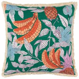 Rackhams Cypressa Floral Mosaic Cushion Cover - Teal - 50cm x 50cm - Teal - 100% Cotton