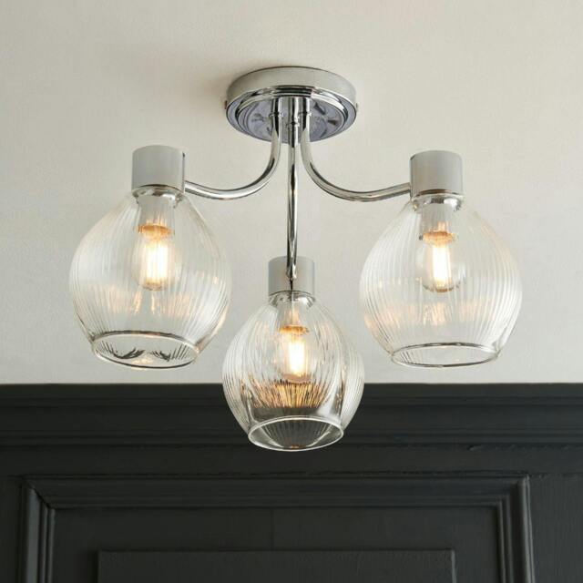 Rackhams Hamilton 3 Light Polished Chrome Semi Flush Ceiling Light - image 1