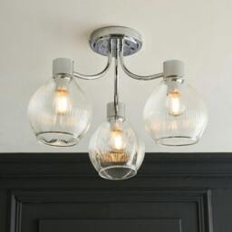 Rackhams Hamilton 3 Light Polished Chrome Semi Flush Ceiling Light