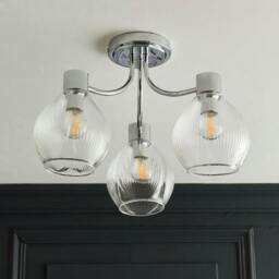 Rackhams Hamilton 3 Light Polished Chrome Semi Flush Ceiling Light - thumbnail 2