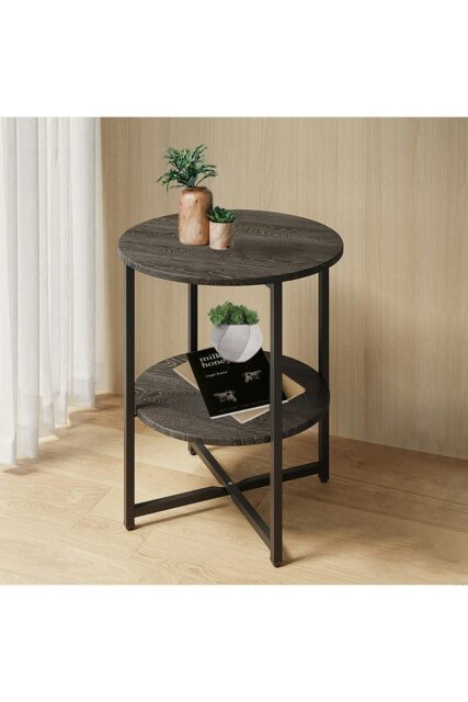 Rackhams Black Small Round Coffee Table with 2 Tier - Black - image 1
