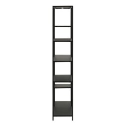 Rackhams Newcastle Asymmetrical Bookcase with 6 Shelves in Matt Black - 1 - Black and Natural - Metal - thumbnail 3