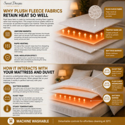 Rackhams Electric Blanket King Size - Plush Fleece Quilted - 10 Timer & 9 Heat Settings - Overheat Protection - thumbnail 4
