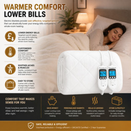 Rackhams Electric Blanket King Size - Plush Fleece Quilted - 10 Timer & 9 Heat Settings - Overheat Protection - thumbnail 6