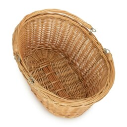 Rackhams Buff Willow Medium Swing Handle Wicker Shopping Basket - Red Checked - thumbnail 3