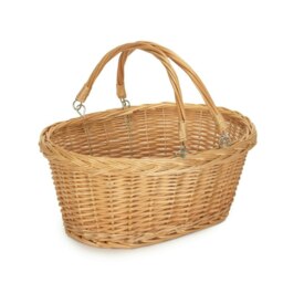 Rackhams Buff Willow Medium Swing Handle Wicker Shopping Basket - Red Checked - thumbnail 5