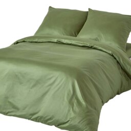 Rackhams Organic 400 TC Egyptian Cotton Sateen Duvet Cover Set, European Size - Moss Green - 150 x 200 cm - thumbnail 1