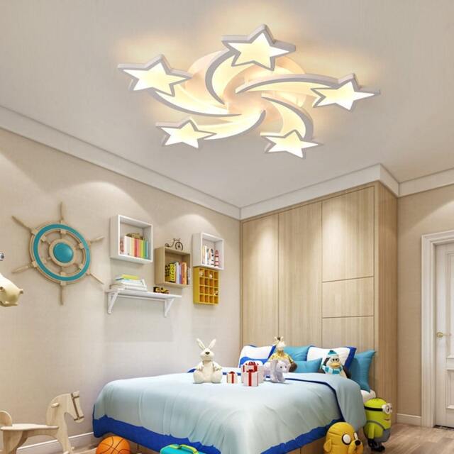 Rackhams LED Ceiling Light Fixture with Star Lampshades - W 70 x L 70 x H 6.5 cm - Dimmable (Warm Glow) - image 1