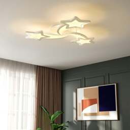 Rackhams LED Ceiling Light Fixture with Star Lampshades - W 70 x L 70 x H 6.5 cm - Dimmable (Warm Glow) - thumbnail 2