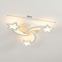Rackhams LED Ceiling Light Fixture with Star Lampshades - W 70 x L 70 x H 6.5 cm - Dimmable (Warm Glow) - thumbnail 6