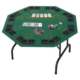 Rackhams 8 Player Folding Games Poker Table with Chip Cup Holder Steel Base Felt Top Octagon Blackjack Green - thumbnail 2
