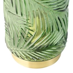 Rackhams Modern Palm Tree Emerald Forest Green Glass Table Lamp with Satin Brass Base - thumbnail 3