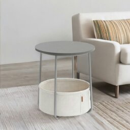 Rackhams Bedside Lamp Table with Storage Basket Grey - thumbnail 2