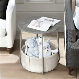 Rackhams Bedside Lamp Table with Storage Basket Grey - thumbnail 4