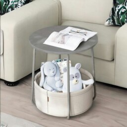 Rackhams Bedside Lamp Table with Storage Basket Grey - thumbnail 5