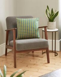 Rackhams Houndstooth Baby Blue and Sunflower Yellow Cushion - thumbnail 1